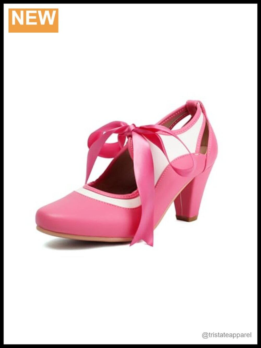 Mary Jane Two Tone Lace Up Closed Round Toe Vintage Heels 1950s Pumps Retro